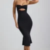 Julane Slinky Jersey Ruched Cut-Out Midaxi-kjole i svart