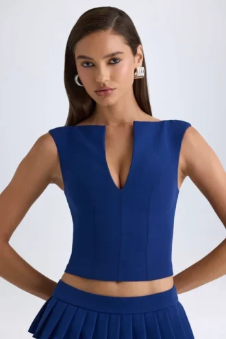 Kadie kort topp med åpen front i True Navy