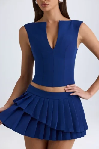 Kadie kort topp med åpen front i True Navy