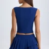 Kadie kort topp med åpen front i True Navy