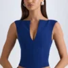 Kadie kort topp med åpen front i True Navy