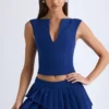 Kadie kort topp med åpen front i True Navy