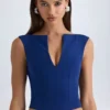 Kadie kort topp med åpen front i True Navy