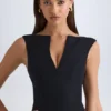 Kadie V-hals strukturert crop-top i svart