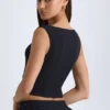 Kadie V-hals strukturert crop-top i svart