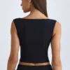 Kadie V-hals strukturert crop-top i svart