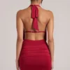 Kael drapert minikjole med krage i kirsebærrød