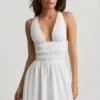 Kaelis Plunge Cross-Back minikjole i hvitt