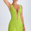 Kalista Plunge Cut-Out minikjole i limegrønn