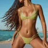 Kisawa Metallic Layered Thong Bikinitruser i grønt