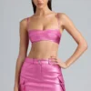 Kennedy Metallic Denim Cropped Bralette i dyp rosa