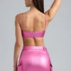 Kennedy Metallic Denim Cropped Bralette i dyp rosa