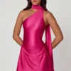 Kiraz asymmetrisk minikjole med skjerfdetaljer i hot pink