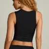 Kirbie asymmetrisk rynket tank-top i svart