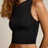 Kirbie asymmetrisk rynket tank-top i svart