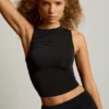 Kirbie asymmetrisk rynket tank-top i svart