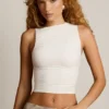 Kirbie asymmetrisk rynket tank-top i vanilje
