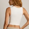 Kirbie asymmetrisk rynket tank-top i vanilje