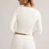 Kiva modal ribbet kort cardigan i hvit