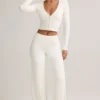 Kiva modal ribbet kort cardigan i hvit