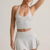 Kori Modal halterneck-tanktop i blå og gul stripe