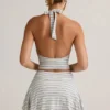 Kori Modal halterneck-tanktop i blå og gul stripe