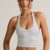 Kori Modal halterneck-tanktop i blå og gul stripe
