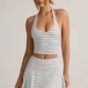 Kori Modal halterneck-tanktop i blå og gul stripe