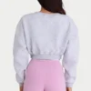 Kort cardigan i børstet jersey med knapper i grå melert