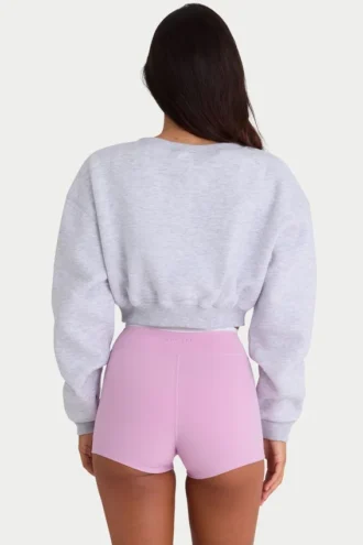Kort cardigan i børstet jersey med knapper i grå melert