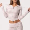 Mini-shorts i ribbet jersey med rosa striper