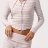 Mini-shorts i ribbet jersey med rosa striper