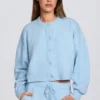 Kort strikket cardigan i pudderblått