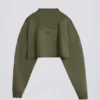 Kort sweatshirt i bomullsjersey med syrevask i lysegrønn