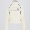 Kort sweatshirt i frotté med glidelås i elfenben