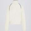 Kort sweatshirt i frotté med glidelås i elfenben