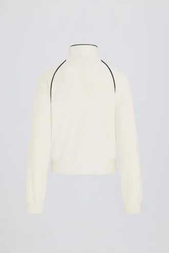 Kort sweatshirt i frotté med glidelås i elfenben