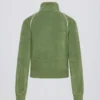 Kort sweatshirt i frotté med glidelås i grønt