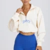 Kort sweatshirt med kvart glidelås i hvitt