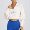 Kort sweatshirt med kvart glidelås i hvitt