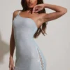 Kylie pyntet asymmetrisk ultramini-kjole i aqua