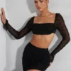 La Desirade pyntet crop-top med cowl-hals i svart