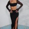 La Desirade pyntet crop-top med cowl-hals i svart