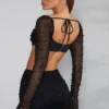 La Desirade pyntet crop-top med cowl-hals i svart