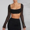 La Desirade pyntet crop-top med cowl-hals i svart