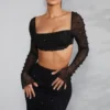 La Desirade pyntet crop-top med cowl-hals i svart