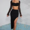 La Desirade pyntet crop-top med cowl-hals i svart