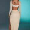 La Desirade pyntet crop-top med krage i sand