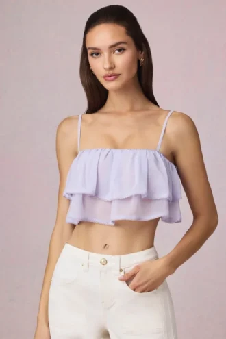 Lacie kort camisole-top med volanger i lilla