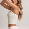 Lai modal-camisole-top med firkantet hals i hvitt